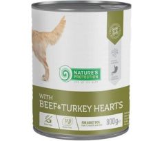 Natures P KONZERVA dog adult Beaf & Turkey hearts 800 g